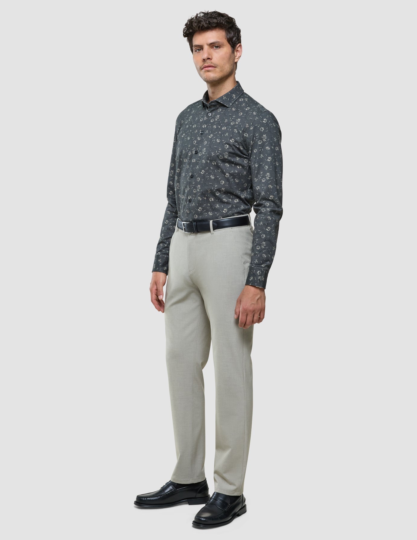 Classic Shirt Grey Floral Slim